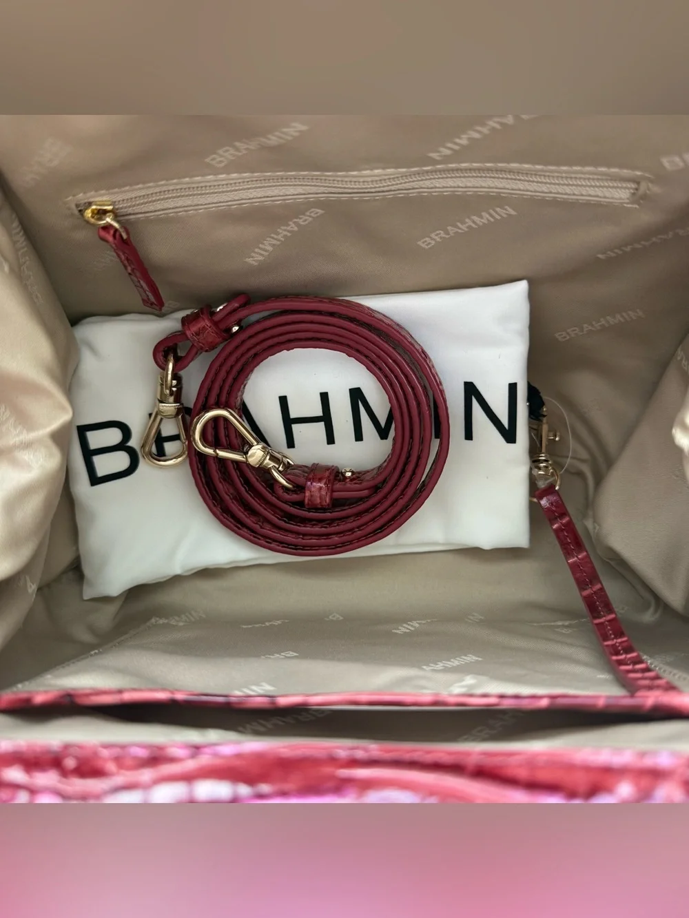 Brahmin Mika Satchel Coquette Vintage Rose Melbourne Leather